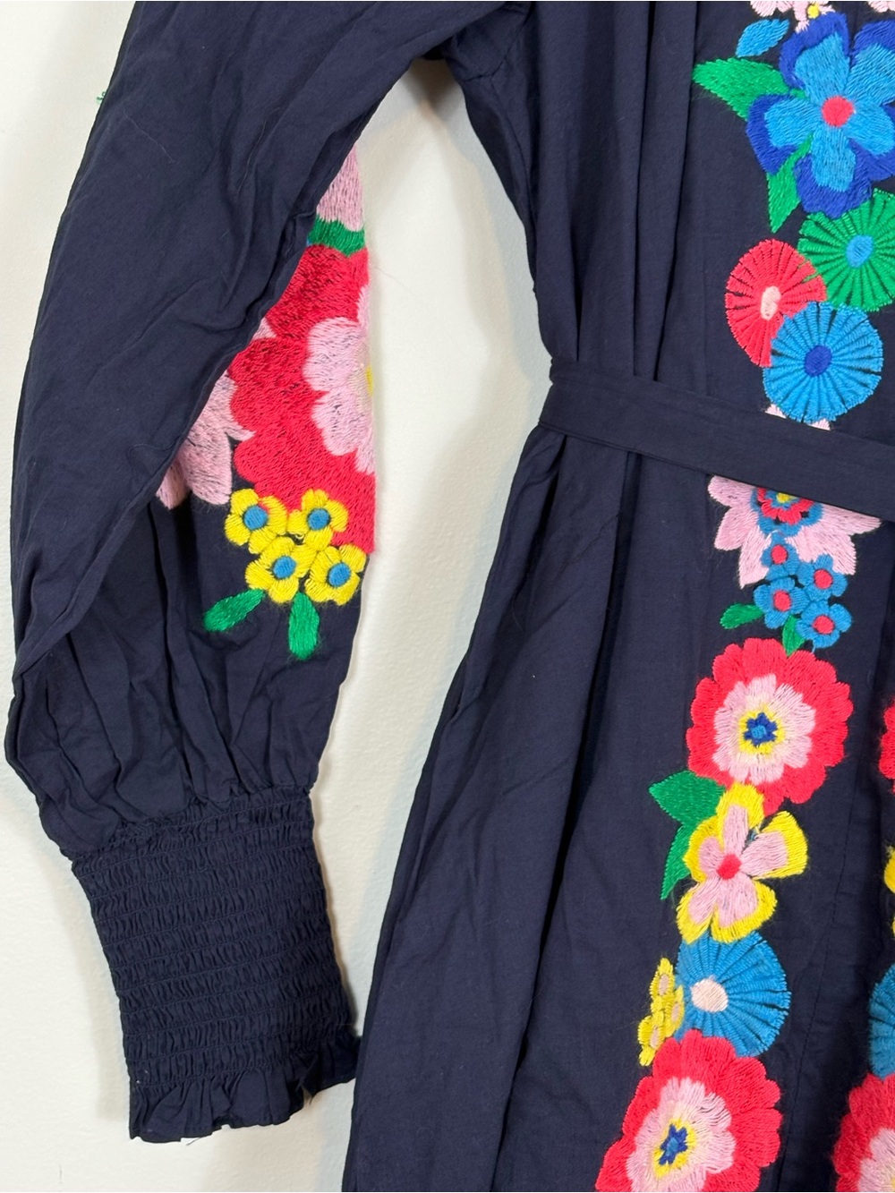 Boden Embroidered Cotton Maxi Dress Sz 6 Navy D002 - Picture 7 of 14